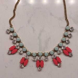 JCrew Statement Hot Pink Aqua Jeweled Necklace